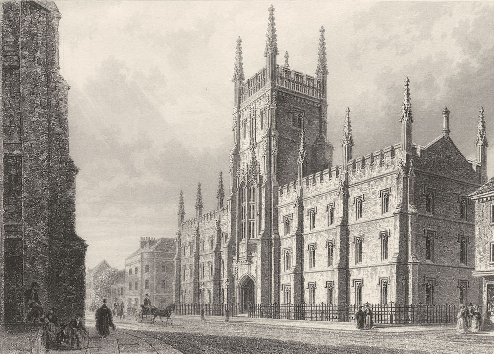 CAMBRIDGE. University or Pitt Press. Horses. carriage (Le Keux) 1841 old print